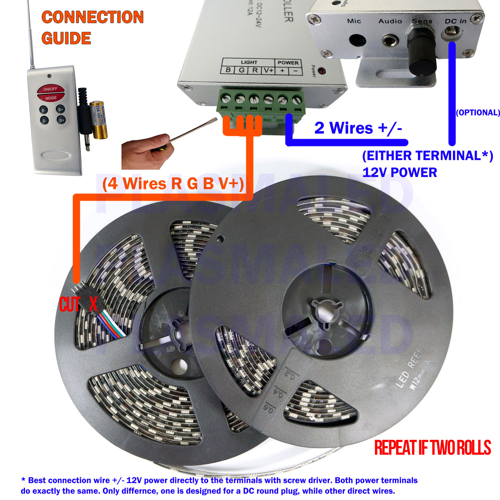 RV LED Camper Awning Boat Trailer Light Set Wireless Remote RGB 32FT